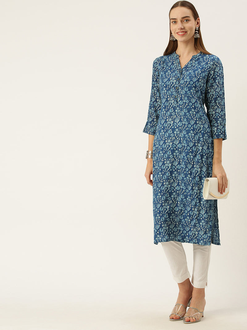 Blue Ethnic Motifs Printed Kurta
