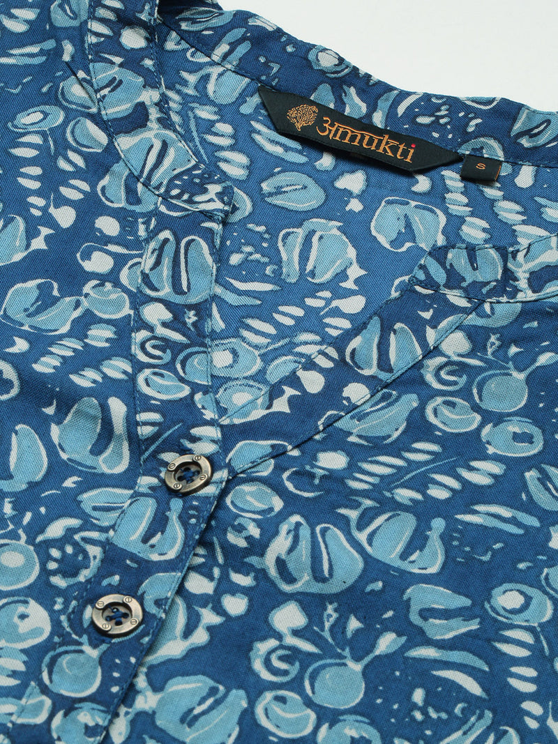 Blue Ethnic Motifs Printed Kurta