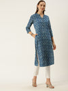 Blue Ethnic Motifs Printed Kurta