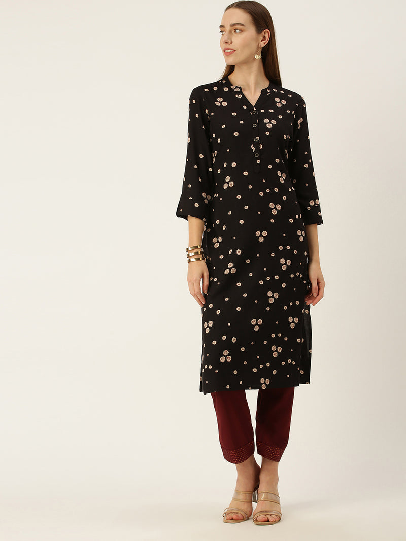 Black Geometric Printed Kurta