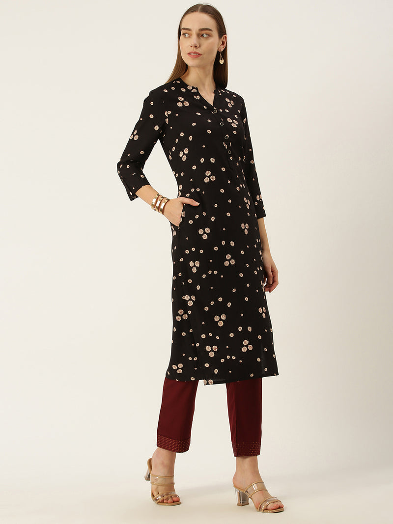 Black Geometric Printed Kurta