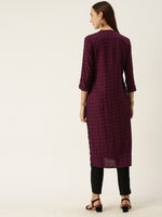 Maroon Geometric Printed Kurta