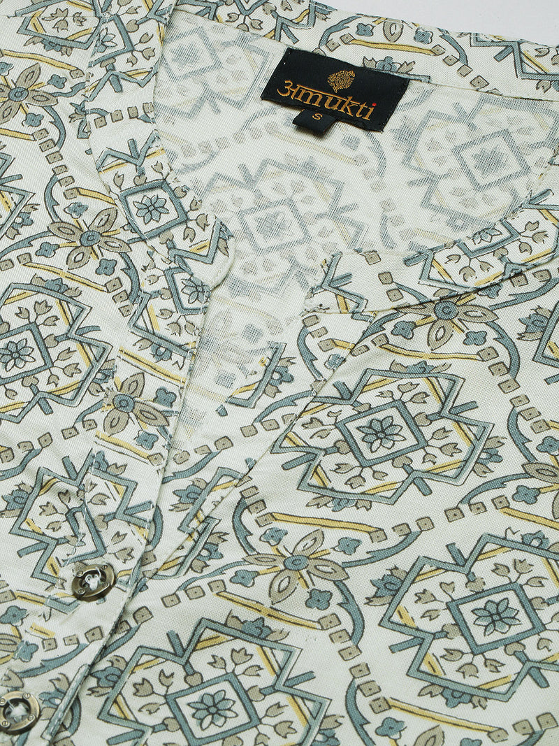 Beige Ethnic Motifs Printed Kurta