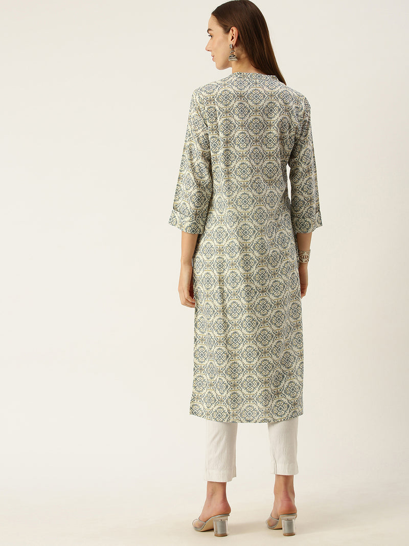 Beige Ethnic Motifs Printed Kurta