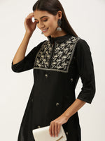 Black Yoke Design Straight Cut Kurta