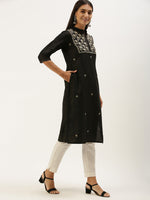 Black Yoke Design Straight Cut Kurta