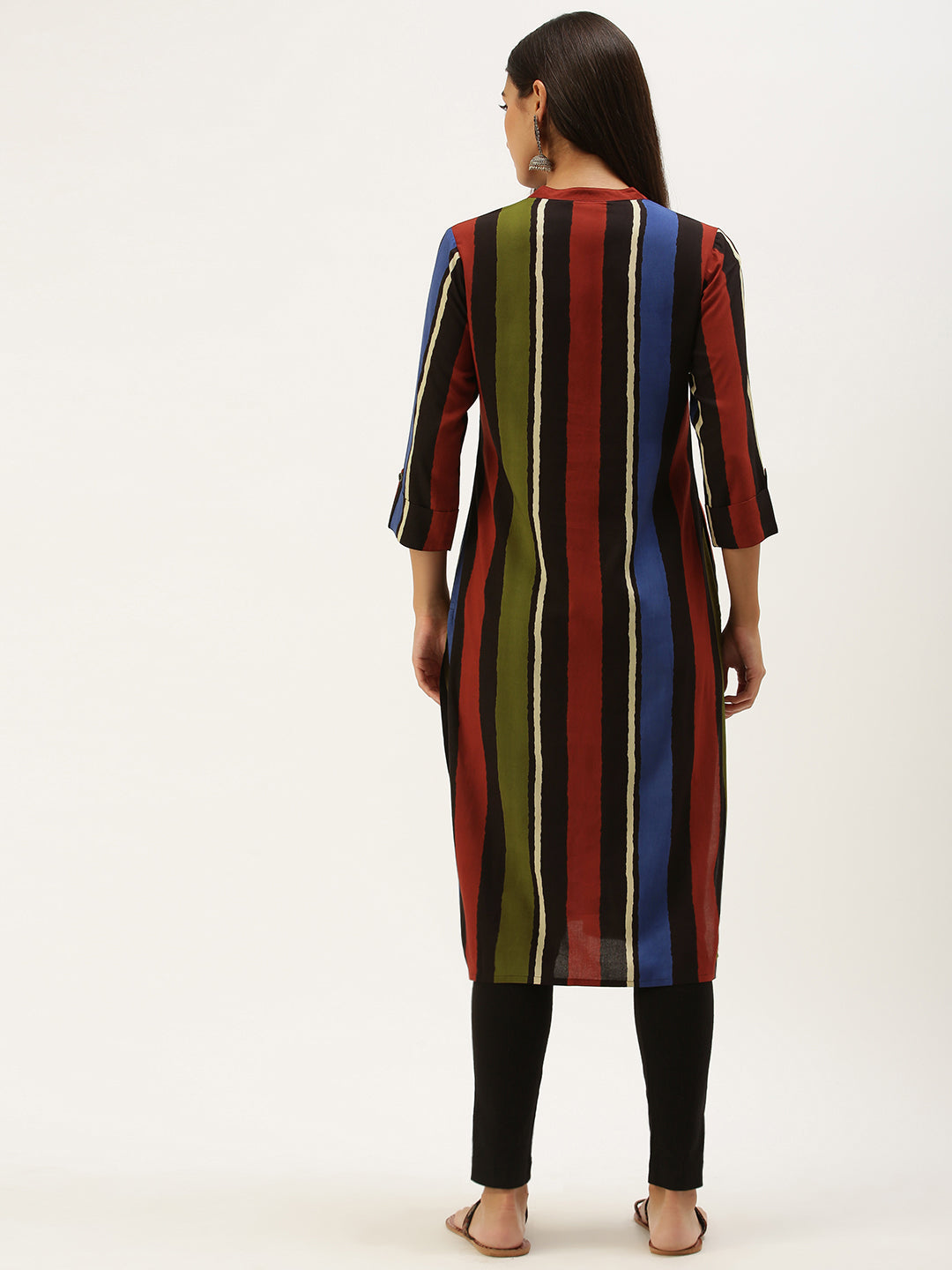 Multicoloured Striped Straight Cut Kurta