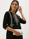 Black  Beige Chevron Printed Kurta