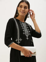 Black  Beige Chevron Printed Kurta