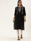 Black  Beige Chevron Printed Kurta