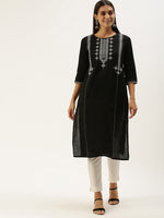 Black  Beige Chevron Printed Kurta