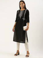 Black  Beige Chevron Printed Kurta