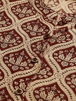 Beige  Maroon Bagru Printed Kurta