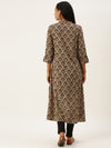 Beige  Maroon Bagru Printed Kurta