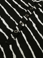 Black  White Lehriya Striped Kurta