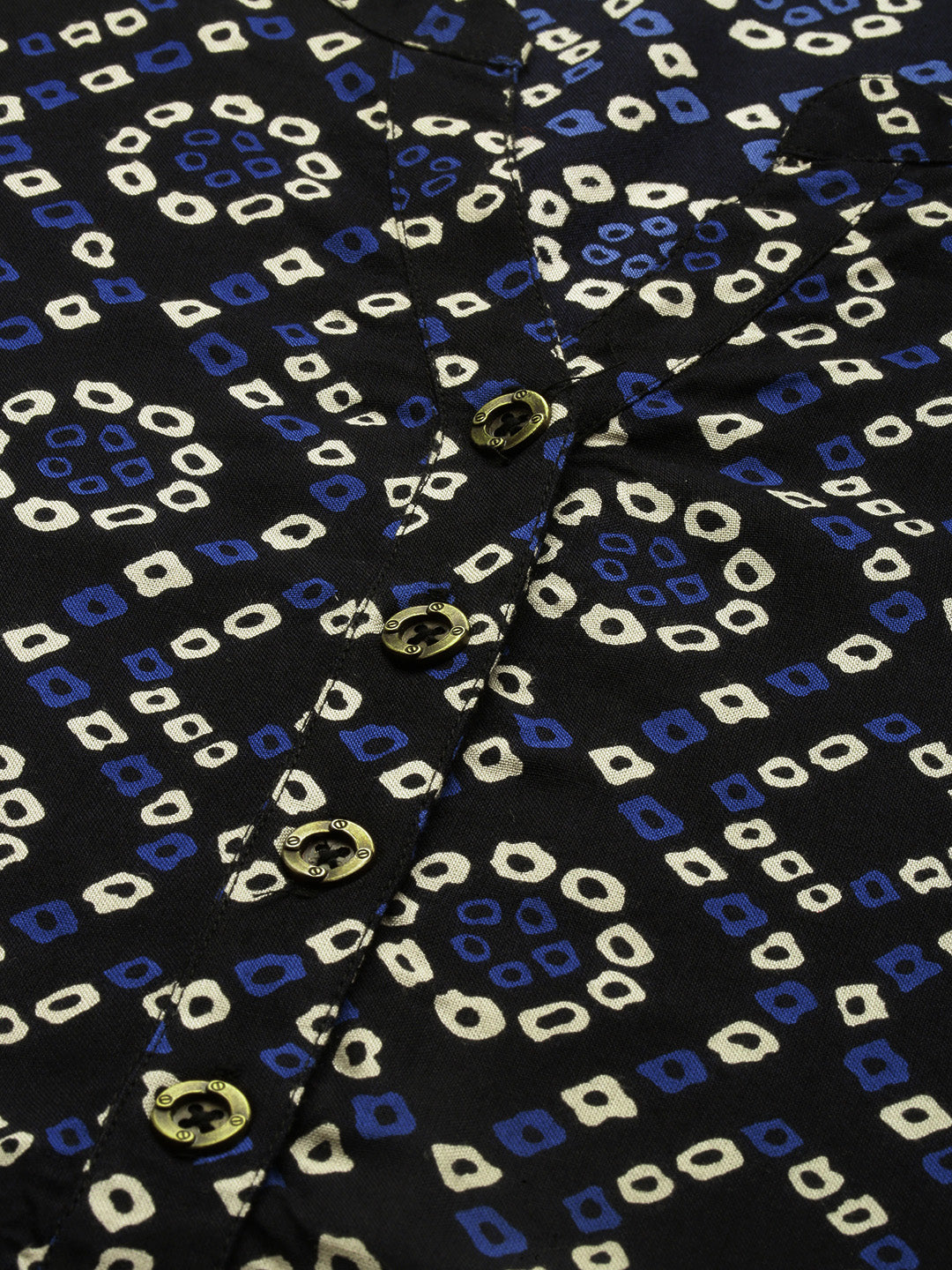 Black  Blue Batik Printed Kurta