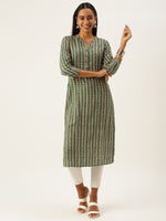 Green Floral Printed Kurta