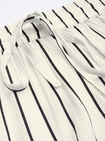 White  Black Striped Cropped Trousers