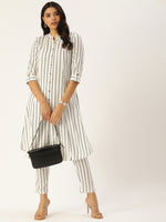 White  Black Striped Cropped Trousers