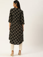 Black  Off White Checked Kurta