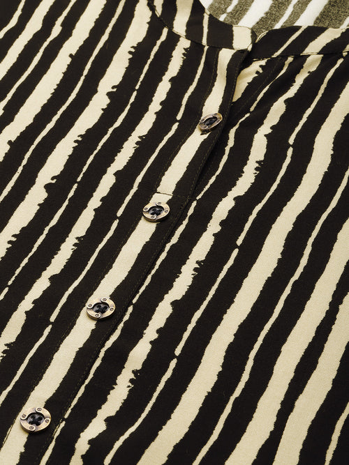 Black Striped Princess Cut Kurta