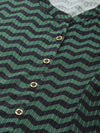 Green Geometric Zig Zag Princess Cut Kurta