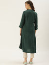 Green Geometric Zig Zag Princess Cut Kurta