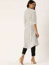 White  Black Striped Princess Cut Kurta