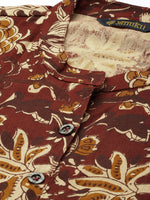 Brown Ethnic Motifs Printed Princess Cut Kurta