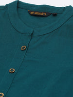 Teal Blue Solid Princess Cut Kurta