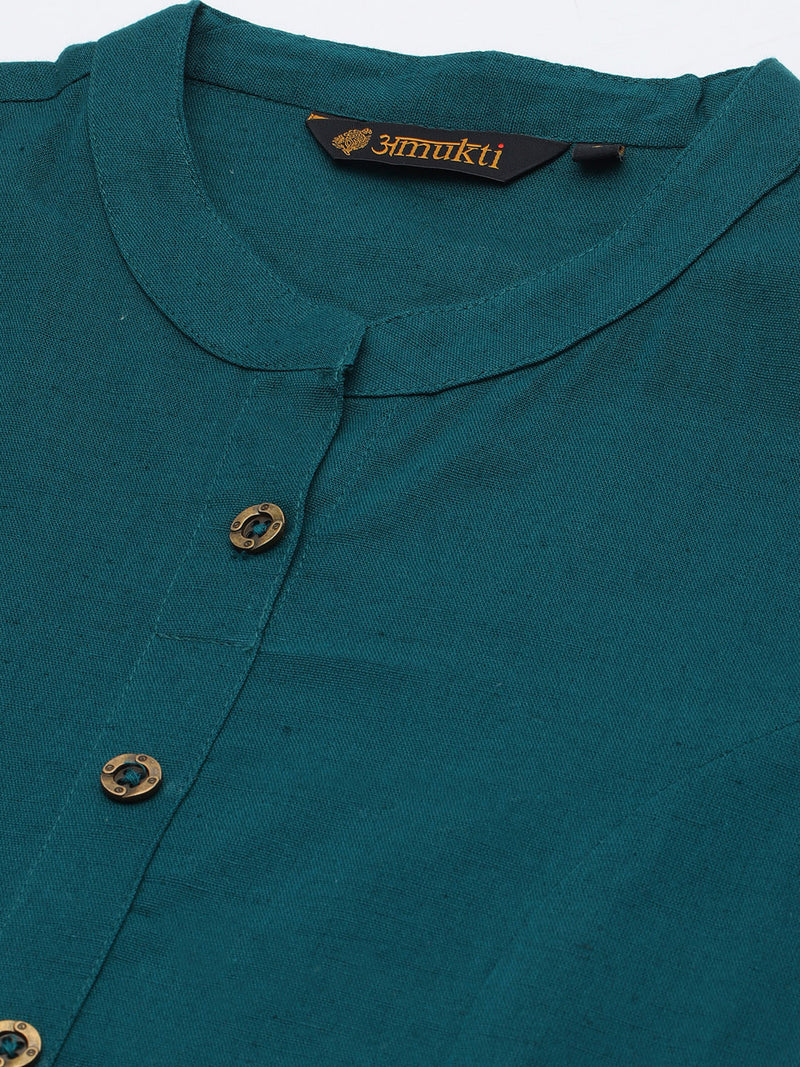 Teal Blue Solid Princess Cut Kurta