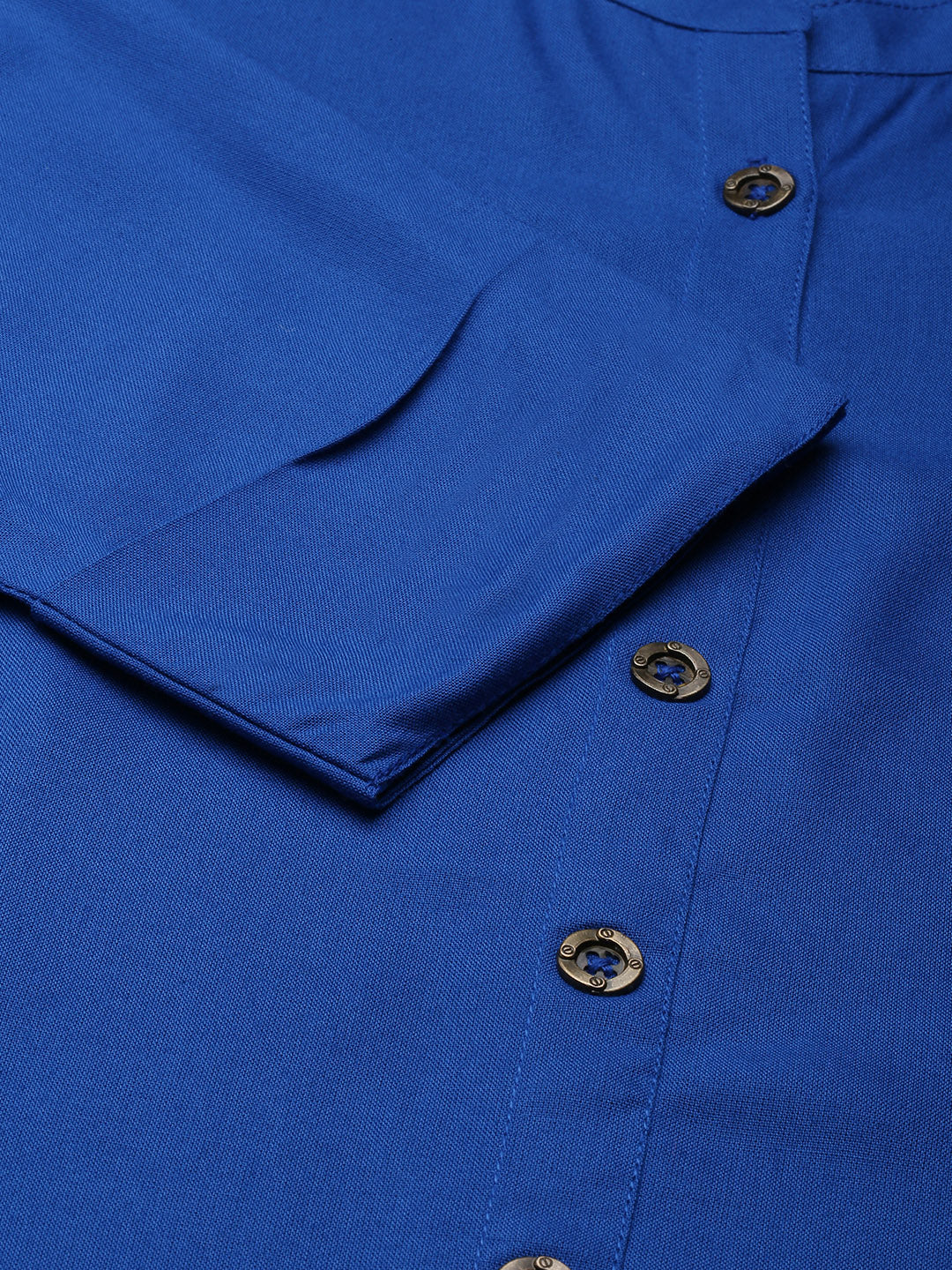 Royal Blue Solid A-line Princess Cut Kurta