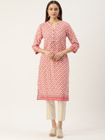 Orange Ethnic Motifs Printed Straight Rayon Kurta