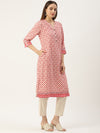 Orange Ethnic Motifs Printed Straight Rayon Kurta