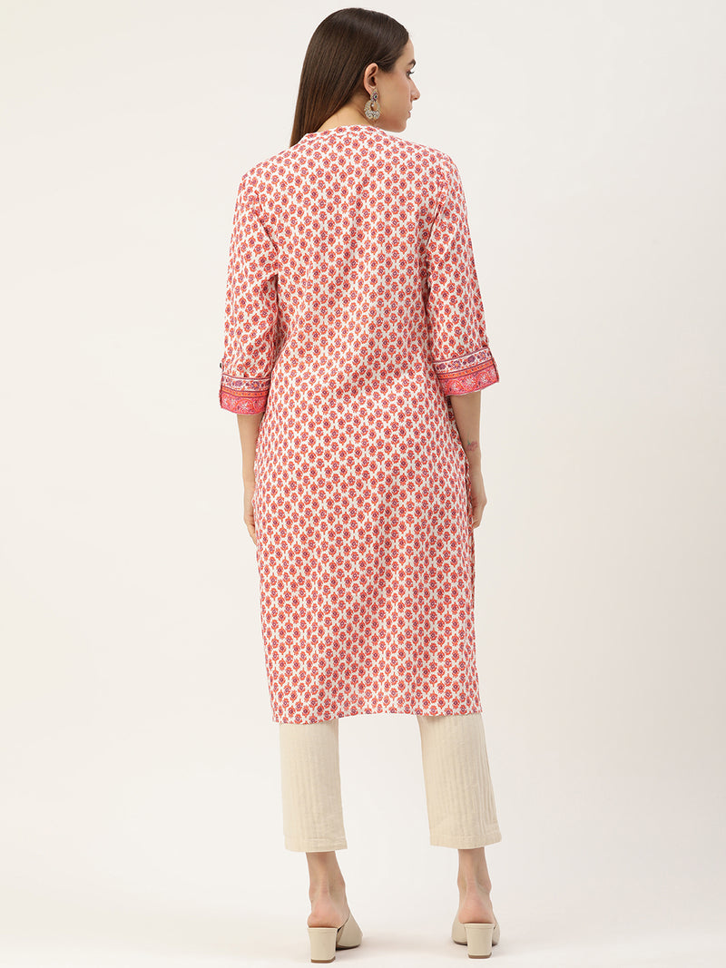 Orange Ethnic Motifs Printed Straight Rayon Kurta