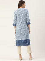 Blue Ethnic Motifs Printed Straight Rayon Kurta