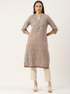 Beige Ethnic Motifs Printed Straight Rayon Kurta