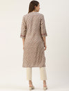 Beige Ethnic Motifs Printed Straight Rayon Kurta