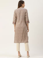 Beige Ethnic Motifs Printed Straight Rayon Kurta