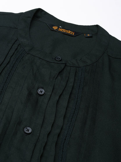 Cadet Blue Viscose Rayon Mandarin Collar Tunic