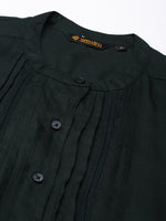 Cadet Blue Viscose Rayon Mandarin Collar Tunic
