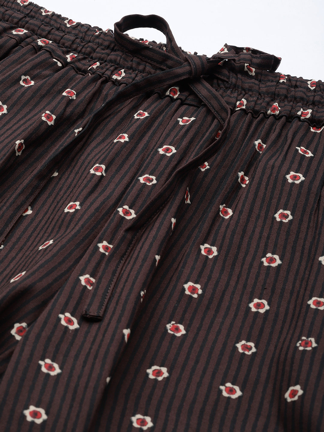 Brown Floral Striped Pencil Pant