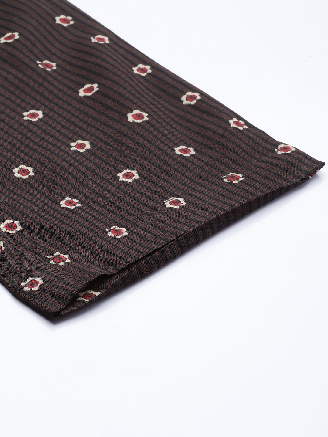 Brown Floral Striped Pencil Pant