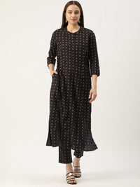Brown Floral Printed Princess Cut Kurta