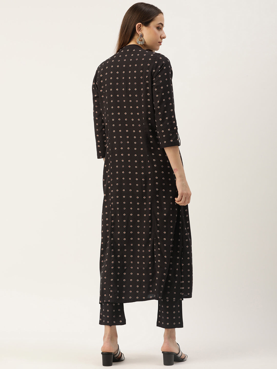 Brown Floral Printed Princess Cut Kurta