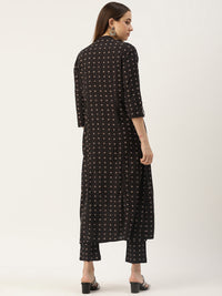 Brown Floral Printed Princess Cut Kurta