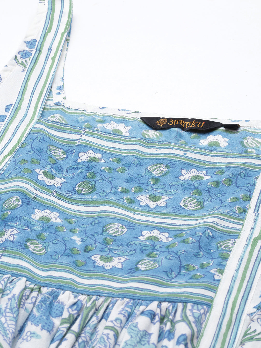 Blue Square Neck Floral Printed Tunic