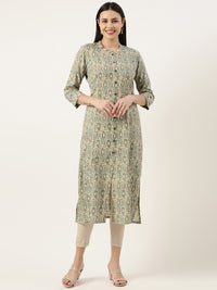 Turq & Beige Printed Kurta