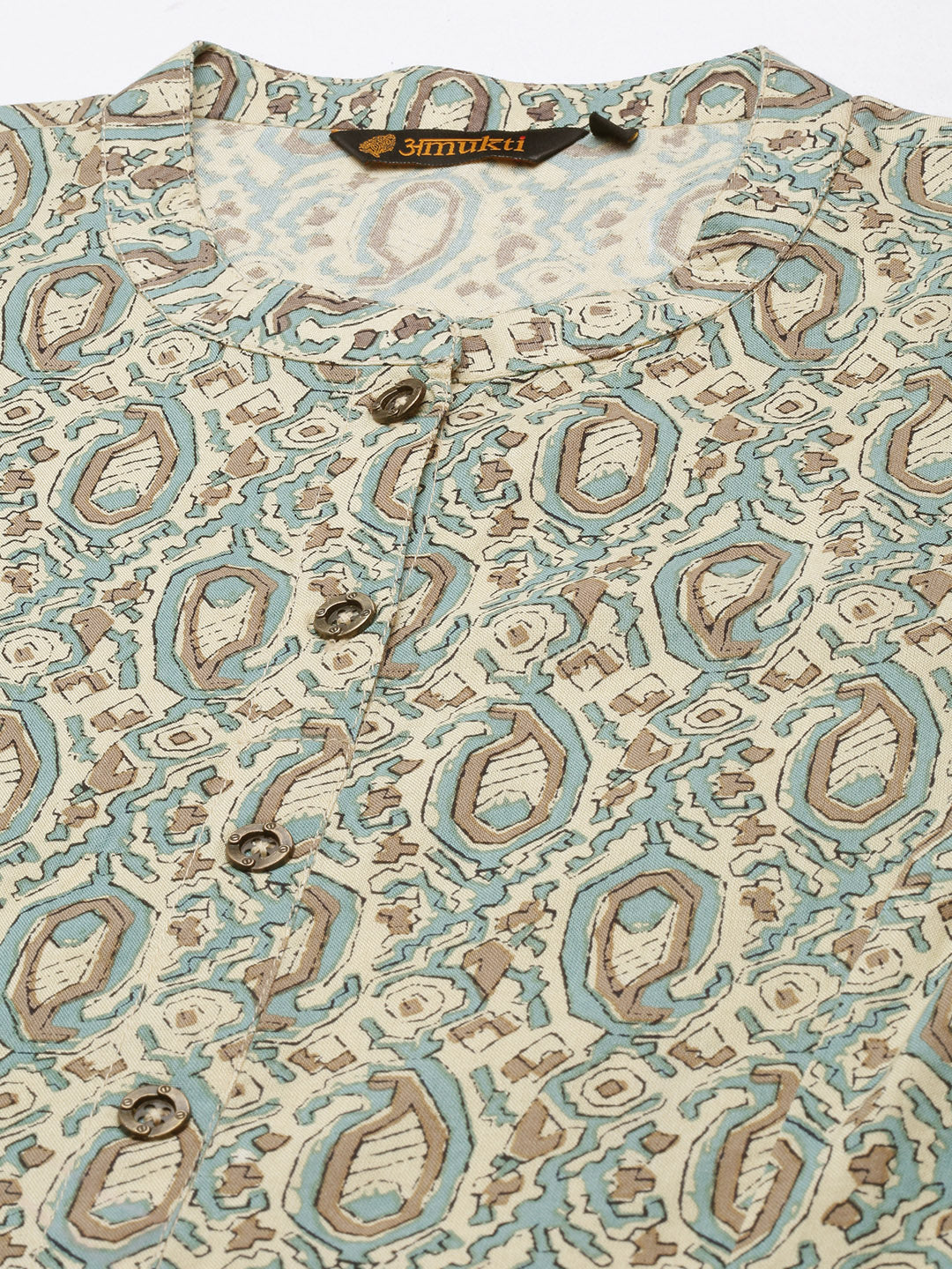 Turq & Beige Printed Kurta