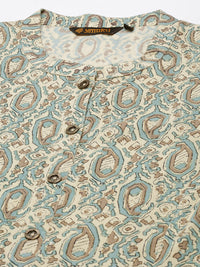 Turq & Beige Printed Kurta